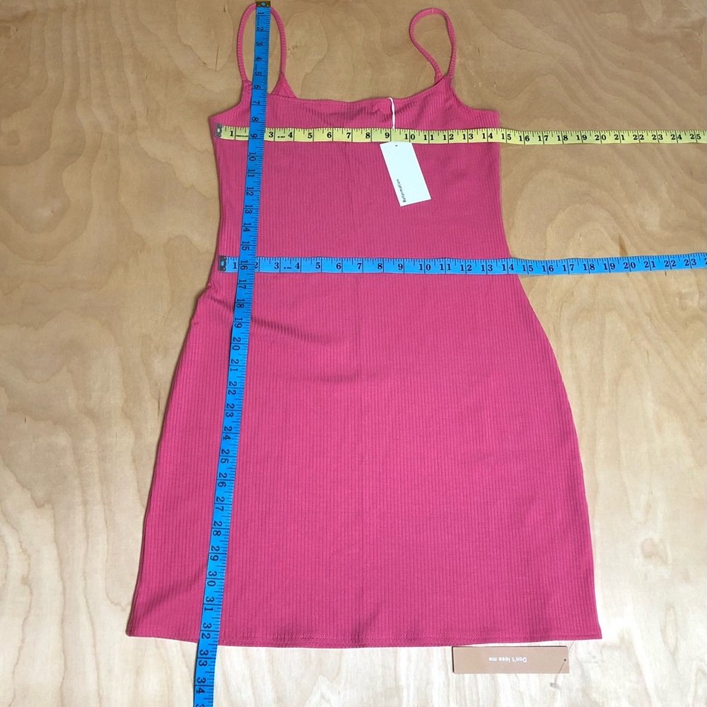 NWT Reformation Ribbed Minidress Pink Stretch Tencel Lyocell Womens Large - Picture 7 of 7